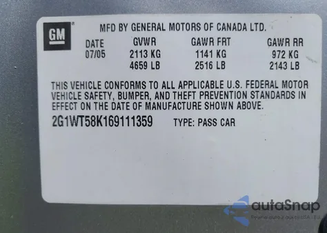 2006 Chevrolet Impala Lt z USA, uszkodzony, nr VIN 2G1WT58K169111359